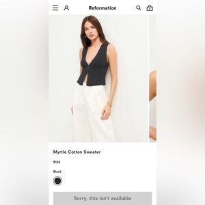 Reformation Myrtle Cotton Sweater Black - Size M